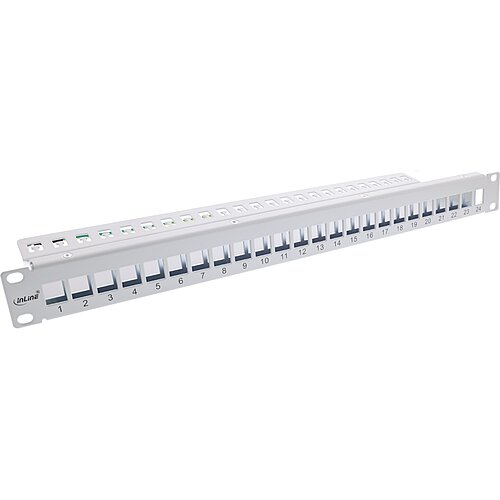 Inline® Patchfeld 24-fach, Keystone Leerblech Patchpanel, 19", 1HE, lichtgrau Inline® Patchfeld 24-fach, Keystone Leerblech Patchpanel, 19", 1HE, lichtgrau