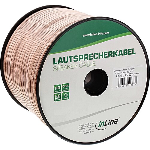 Inline® Lautsprecherkabel, 2x 2,5mm², CCA, transparent, 50m Inline® Lautsprecherkabel, 2x 2,5mm², CCA, transparent, 50m