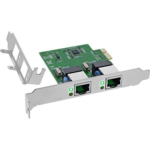 InLine® Dual Gigabit Netzwerkkarte, 2x RJ45 1Gb/s, PCIe x1, inkl. LP Slotblech InLine® Dual Gigabit Netzwerkkarte, 2x RJ45 1Gb/s, PCIe x1, inkl. LP Slotblech