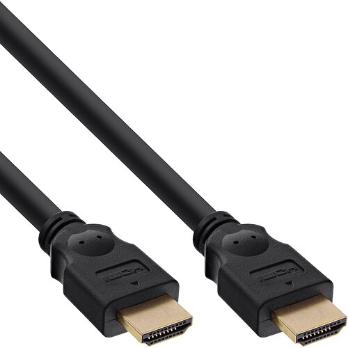 Inline® HDMI Kabel, HDMI-High Speed, ST / ST, verg. Kontakte, schwarz, 15m