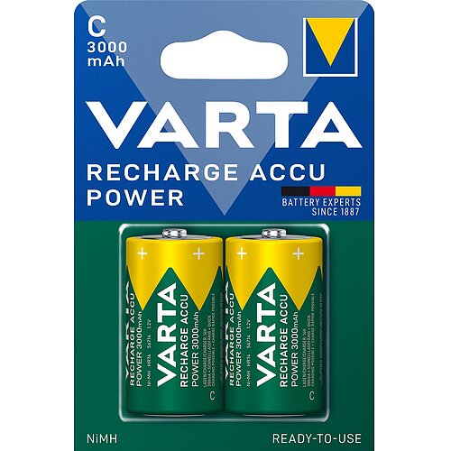 Varta NiMH Baby C 3000mAh HR14 Power Recharge Akku - 2er Verpackung Varta NiMH Baby C 3000mAh HR14 Power Recharge Akku - 2er Verpackung