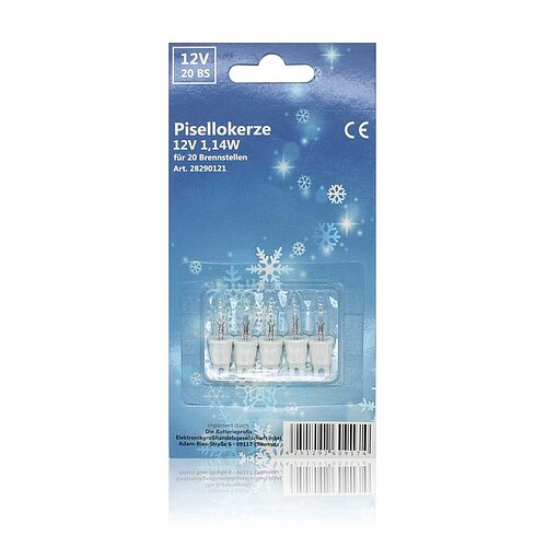 Pisellolampe C-2V 12V 1,14W Fassung weiß / Lampe klar 5er-Blister