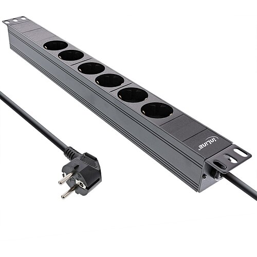 Inline® 19" Steckdosenleiste, 6-fach Schutzkontakt, ohne Schalter, 2m, schwarz Inline® 19" Steckdosenleiste, 6-fach Schutzkontakt, ohne Schalter, 2m, schwarz