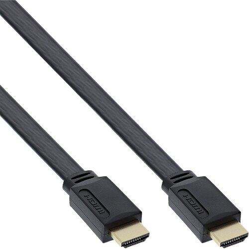 Inline® HDMI-High Speed Flachkabel mit Ethernet, verg. Kontakte, schwarz, 2m Inline® HDMI-High Speed Flachkabel mit Ethernet, verg. Kontakte, schwarz, 2m