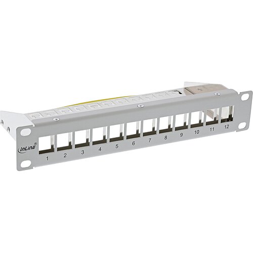 Inline® 10" Patchpanel Leerblech 12x, für Keystone Module, 1HE, RAL7035 grau