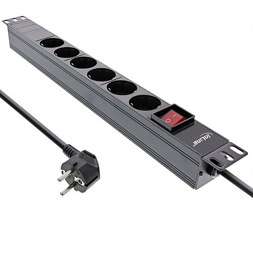 Inline® 19" Steckdosenleiste, 6-fach Schutzkontakt, mit Schalter, 2m, schwarz Inline® 19" Steckdosenleiste, 6-fach Schutzkontakt, mit Schalter, 2m, schwarz